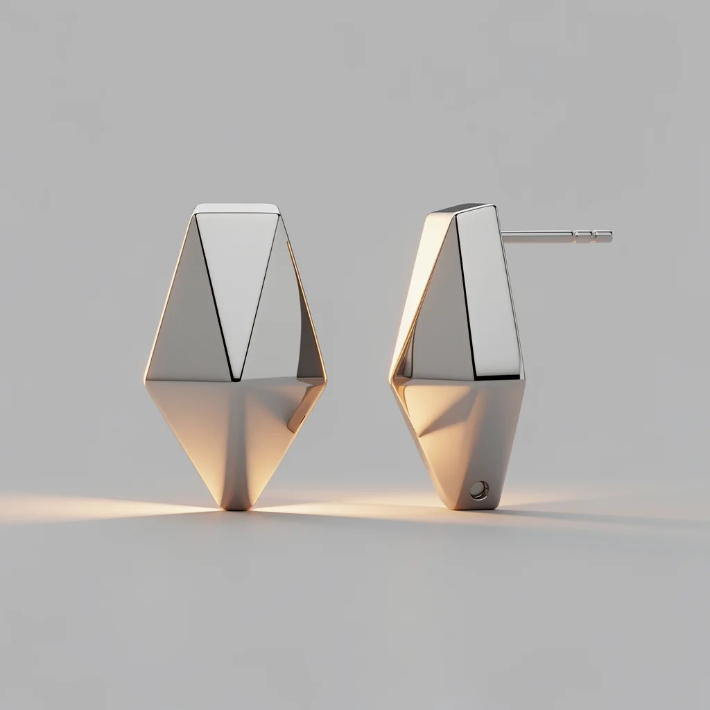 Art Deco Chevron Silver Earrings
